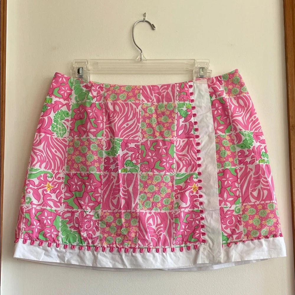 LILLY PULITZER Sunnyside Lions Vintage Faux Wrap Skort 8